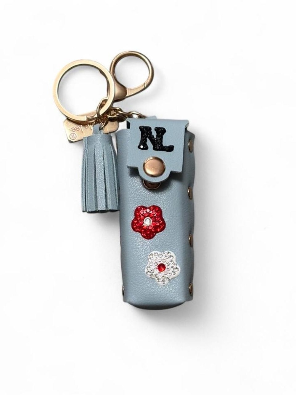 Nicole Lee USA Mini Cylinder Lipstick Case Charm - Light Blue - Under 4”